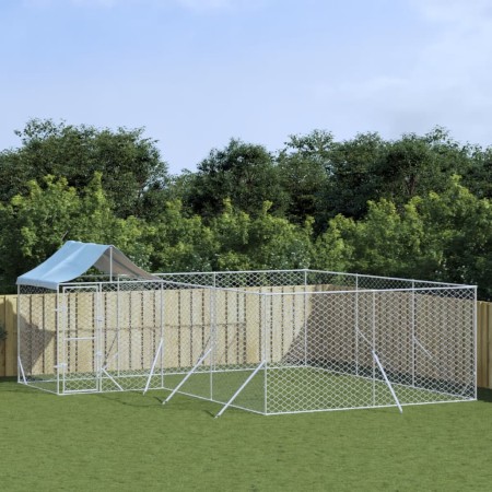 Außenzwinger mit verzinktem Stahldach silber 6x6x2,5 m von vidaXL, Hundehütten und Zäune - Ref: Foro24-3190471, Preis: 373,09...