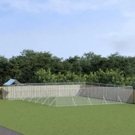 Perrera exterior con toldo acero galvanizado plata 12x12x2,5 m by vidaXL, Dog kennels and fences - Ref: Foro24-3190474, Price...