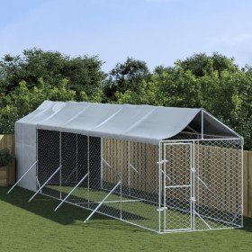 Außenzwinger mit silbernem verzinktem Stahldach 2x10x2,5m von vidaXL, Hundehütten und Zäune - Ref: Foro24-3190492, Preis: 495...
