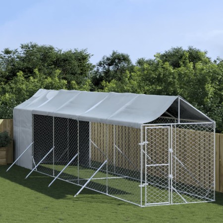 Außenzwinger mit silbernem verzinktem Stahldach 2x10x2,5m von vidaXL, Hundehütten und Zäune - Ref: Foro24-3190492, Preis: 496...