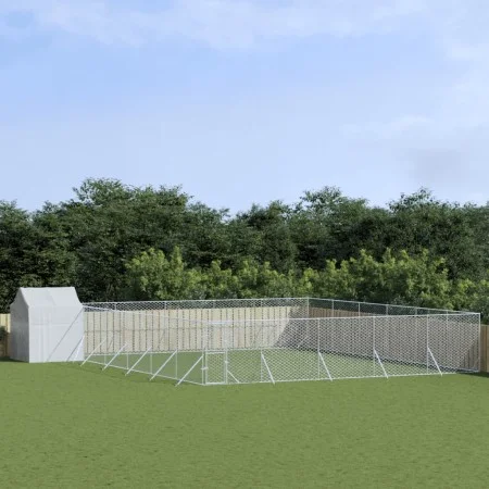 Außenzwinger mit silberverzinkter Stahlmarkise 12x12x2,5 m von vidaXL, Hundehütten und Zäune - Ref: Foro24-3190482, Preis: 78...
