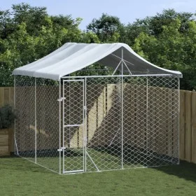 Außenzwinger mit verzinktem Stahldach silber 3x3x2,5 m von vidaXL, Hundehütten und Zäune - Ref: Foro24-3190486, Preis: 256,42...