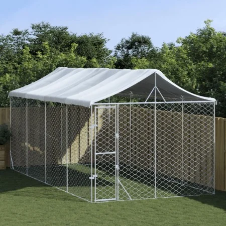 Außenzwinger mit silberverzinkter Stahlmarkise 3x6x2,5 m von vidaXL, Hundehütten und Zäune - Ref: Foro24-3190488, Preis: 412,...