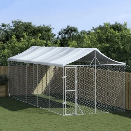 Außenzwinger mit silberverzinktem Stahldach 3x7,5x2,5 m von vidaXL, Hundehütten und Zäune - Ref: Foro24-3190489, Preis: 492,6...