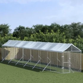 Außenzwinger mit silberverzinkter Stahlmarkise 2x14x2,5m von vidaXL, Hundehütten und Zäune - Ref: Foro24-3190485, Preis: 665,...