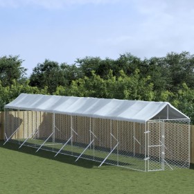 Außenzwinger mit silberverzinkter Stahlmarkise 2x14x2,5m von vidaXL, Hundehütten und Zäune - Ref: Foro24-3190485, Preis: 663,...