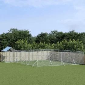 Außenzwinger mit verzinktem Stahldach silber 10x8x2,5m von vidaXL, Hundehütten und Zäune - Ref: Foro24-3190473, Preis: 650,10...