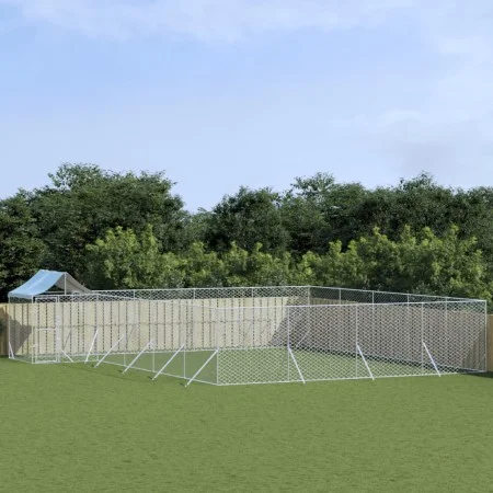 Außenzwinger mit verzinktem Stahldach silber 10x8x2,5m von vidaXL, Hundehütten und Zäune - Ref: Foro24-3190473, Preis: 650,10...