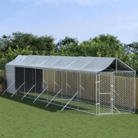 Außenzwinger mit silberverzinkter Stahlmarkise 2x14x2,5m von vidaXL, Hundehütten und Zäune - Ref: Foro24-3190493, Preis: 705,...