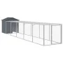 Gallinero con corral acero galvanizado gris 117x609x123 cm de vidaXL, Jaulas y habitáculos para animales pequeños - Ref: Foro...