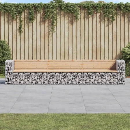 Banco jardín diseño gaviones madera maciza pino 347x71x65,5 cm de vidaXL, Bancos de jardín - Ref: Foro24-3196254, Precio: 414...