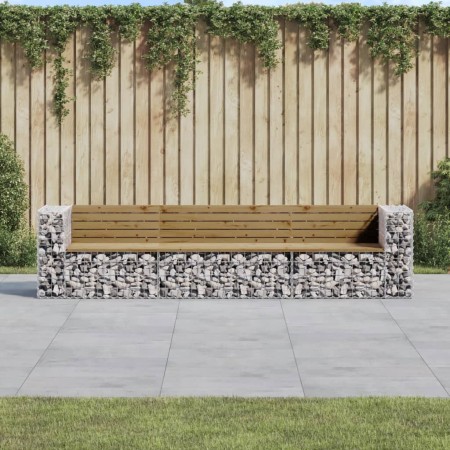 Gartenbank mit Gabionen aus imprägniertem Kiefernholz 287x71x65,5 cm von vidaXL, Gartenbänke - Ref: Foro24-3196253, Preis: 36...