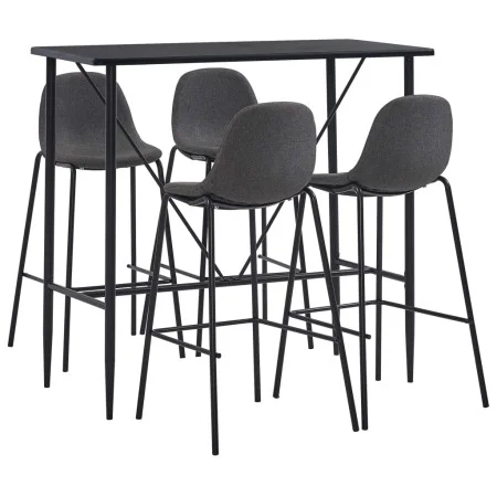 Juego de mesa alta y taburetes 5 piezas tela gris oscuro de vidaXL, muebles para cocinas y comedores - Ref: Foro24-3051295, P...