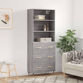 Aparador alto madera contrachapada gris sonoma 69,5x34x180 cm de vidaXL, Aparadores - Ref: Foro24-3189363, Precio: 156,74 €, ...