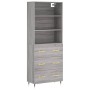 Aparador alto madera contrachapada gris sonoma 69,5x34x180 cm de vidaXL, Aparadores - Ref: Foro24-3189363, Precio: 158,53 €, ...