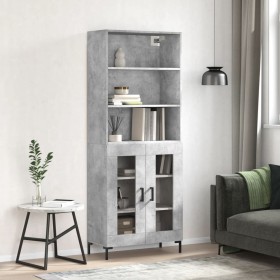 Aparador alto madera contrachapada gris hormigón 69,5x34x180 cm de vidaXL, Aparadores - Ref: Foro24-3189321, Precio: 139,98 €...