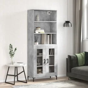 Hohes Sideboard aus betongrauem Sperrholz, 69,5 x 34 x 180 cm von vidaXL, Sideboards - Ref: Foro24-3189321, Preis: 131,51 €, ...