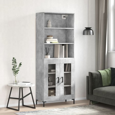 Aparador alto madera contrachapada gris hormigón 69,5x34x180 cm de vidaXL, Aparadores - Ref: Foro24-3189321, Precio: 141,95 €