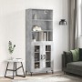 Aparador alto madera contrachapada gris hormigón 69,5x34x180 cm de vidaXL, Aparadores - Ref: Foro24-3189321, Precio: 141,95 €