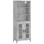 Aparador alto madera contrachapada gris hormigón 69,5x34x180 cm de vidaXL, Aparadores - Ref: Foro24-3189321, Precio: 141,95 €