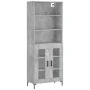 Aparador alto madera contrachapada gris hormigón 69,5x34x180 cm de vidaXL, Aparadores - Ref: Foro24-3189321, Precio: 131,20 €...