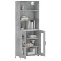 Aparador alto madera contrachapada gris hormigón 69,5x34x180 cm de vidaXL, Aparadores - Ref: Foro24-3189321, Precio: 141,95 €
