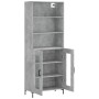Aparador alto madera contrachapada gris hormigón 69,5x34x180 cm de vidaXL, Aparadores - Ref: Foro24-3189321, Precio: 141,95 €