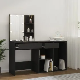 Schminktisch mit LED und schwarzem Sperrholzschrank von vidaXL, Schlafzimmerkommoden - Ref: Foro24-3082018, Preis: 143,31 €, ...