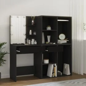 Dressing table with LED and black plywood cabinets by vidaXL, Bedroom Dressers - Ref: Foro24-3082027, Price: 195,29 €, Discou...