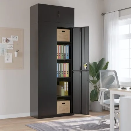 Black steel filing cabinet 90x40x240 cm by vidaXL, Lockers and storage cabinets - Ref: Foro24-3188327, Price: 470,15 €, Disco...