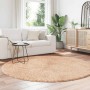 Alfombra peluda de pelo largo NAVARRA beige 200x200cm poliéster