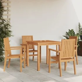 Stapelbare Gartenstühle 4 Stück Teakholz 56,5x57,5x91 cm von vidaXL, Gartenstühle - Ref: Foro24-3157901, Preis: 564,57 €, Rab...