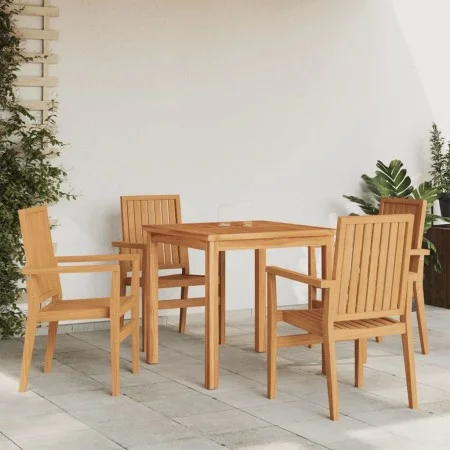 Stackable garden chairs 4 units teak wood 56.5x57.5x91 cm by vidaXL, Garden chairs - Ref: Foro24-3157901, Price: 564,50 €, Di...