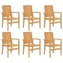Sillas de jardín apilables 6 uds madera de teca 56,5x57,5x91 cm de vidaXL, Sillas de jardín - Ref: Foro24-3157902, Precio: 84...