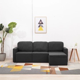 Sofá cama modular de 3 plazas tela gris oscuro Sofá cama modular de 3 plazas tela gris oscuro