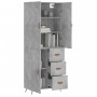 Tall plywood gray concrete sideboard 69.5x34x180 cm by vidaXL, Sideboards - Ref: Foro24-3195879, Price: 167,97 €, Discount: %