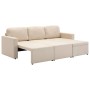 Sofá cama modular de 3 plazas tela color crema