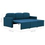 Sofá cama modular de 3 plazas tela azul