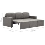 Sofá cama modular de 3 plazas tela gris taupe