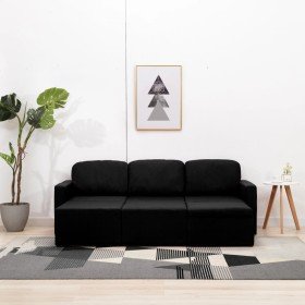 Sofá cama modular de 3 plazas tela negro