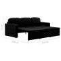 Sofá cama modular de 3 plazas tela negro