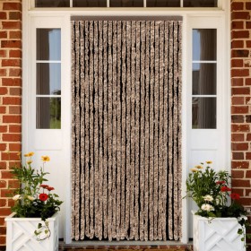 Cortina antimoscas chenilla beige y marrón oscuro 100x200 cm