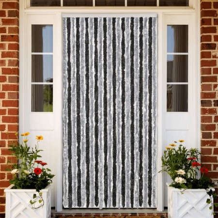 Cortina antimoscas chenilla gris y negro 90x200 cm