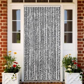 Cortina antimoscas chenilla gris negro y blanco 90x200 cm