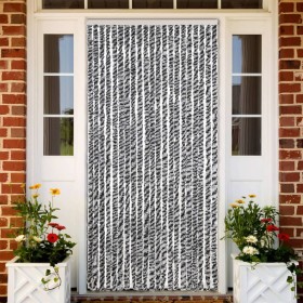 Cortina antimoscas chenilla gris negro y blanco 90x220 cm