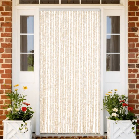 Cortina antimoscas chenilla beige y blanco 100x220 cm
