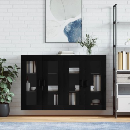 Wall cabinets 2 pcs black engineered wood by vidaXL, Sideboards - Ref: Foro24-3197938, Price: 179,65 €, Discount: %