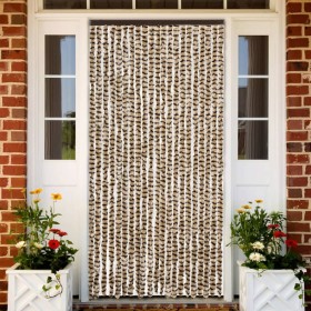 Cortina antimoscas chenilla beige y marrón 90x200 cm