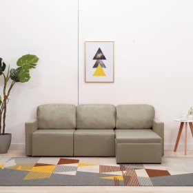 Sofá cama modular de 3 plazas cuero sintético color capuchino