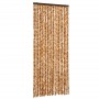 Cortina antimoscas chenilla ocre y blanco 56x200 cm